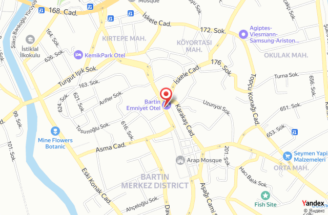 Bartn emniyet otel harita, map