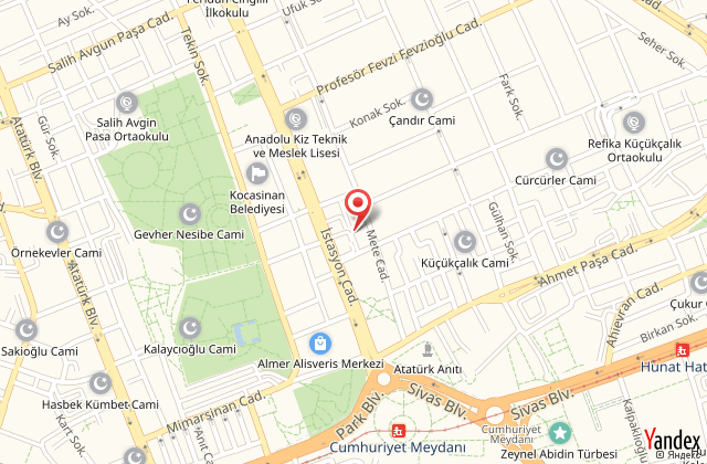 Kayseri kocasinan retmenevi harita, map