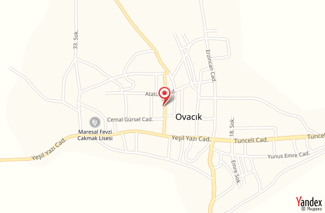 Munzur otel ovack harita, map