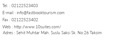 10 Suites & Cafe telefon numaralar, faks, e-mail, posta adresi ve iletiim bilgileri