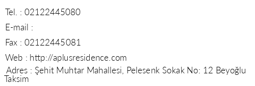 A Plus Residence telefon numaralar, faks, e-mail, posta adresi ve iletiim bilgileri