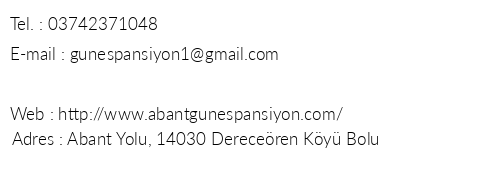 Abant Gne Butik Otel telefon numaralar, faks, e-mail, posta adresi ve iletiim bilgileri