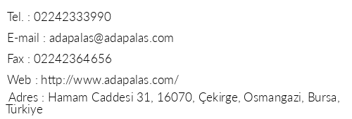 Adapalas telefon numaralar, faks, e-mail, posta adresi ve iletiim bilgileri