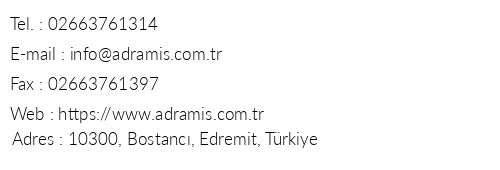 Adramis Termal Otel telefon numaralar, faks, e-mail, posta adresi ve iletiim bilgileri