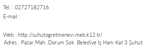 Afyon uhut retmenevi telefon numaralar, faks, e-mail, posta adresi ve iletiim bilgileri