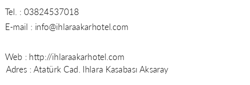 Akar Hotel telefon numaralar, faks, e-mail, posta adresi ve iletiim bilgileri