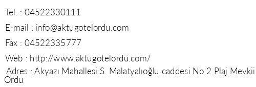 Aktu Elegance Otel telefon numaralar, faks, e-mail, posta adresi ve iletiim bilgileri