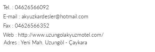 Uzungl Akyz Otel telefon numaralar, faks, e-mail, posta adresi ve iletiim bilgileri