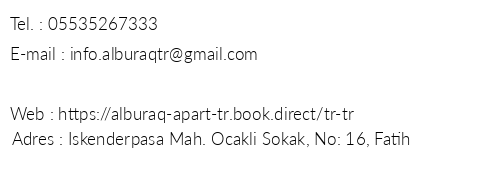 Alburaq Apart telefon numaralar, faks, e-mail, posta adresi ve iletiim bilgileri