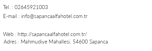 Alfa Suites & Spa telefon numaralar, faks, e-mail, posta adresi ve iletiim bilgileri