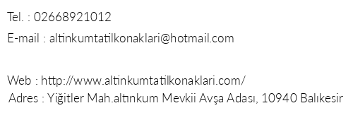 Altnkum Tatil Konaklar telefon numaralar, faks, e-mail, posta adresi ve iletiim bilgileri