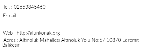 Altnoluk Altn Konak telefon numaralar, faks, e-mail, posta adresi ve iletiim bilgileri