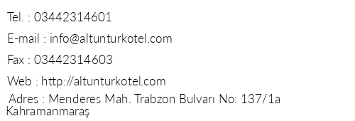 Altuntrk Hotel Exclusive telefon numaralar, faks, e-mail, posta adresi ve iletiim bilgileri