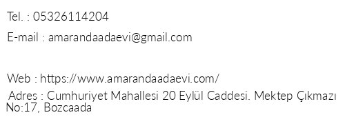 Amaranda Ada Evi telefon numaralar, faks, e-mail, posta adresi ve iletiim bilgileri