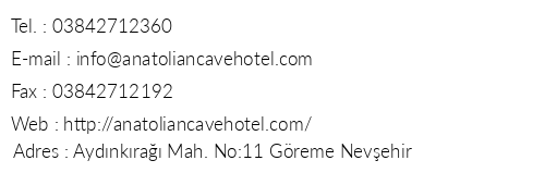 Ascension Cave Suites telefon numaralar, faks, e-mail, posta adresi ve iletiim bilgileri