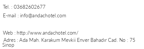 Anda Hotel telefon numaralar, faks, e-mail, posta adresi ve iletiim bilgileri