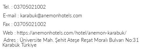 Anemon Karabk telefon numaralar, faks, e-mail, posta adresi ve iletiim bilgileri