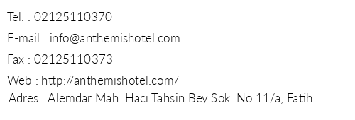 Anthemis Hotel telefon numaralar, faks, e-mail, posta adresi ve iletiim bilgileri