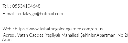 Arsin Taiba The Golden Garden telefon numaralar, faks, e-mail, posta adresi ve iletiim bilgileri