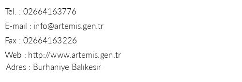Artemis ren Tatil Ky telefon numaralar, faks, e-mail, posta adresi ve iletiim bilgileri