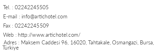 Arti Hotel telefon numaralar, faks, e-mail, posta adresi ve iletiim bilgileri