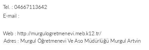 Artvin Murgul retmenevi telefon numaralar, faks, e-mail, posta adresi ve iletiim bilgileri