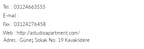 Astudio Apartment telefon numaralar, faks, e-mail, posta adresi ve iletiim bilgileri