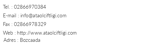Ataol Tatil iftligi telefon numaralar, faks, e-mail, posta adresi ve iletiim bilgileri