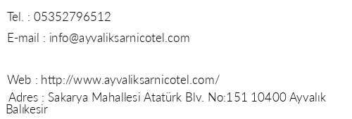 Ayvalk Sarn Otel telefon numaralar, faks, e-mail, posta adresi ve iletiim bilgileri