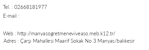 Balkesir Manyas retmenevi telefon numaralar, faks, e-mail, posta adresi ve iletiim bilgileri