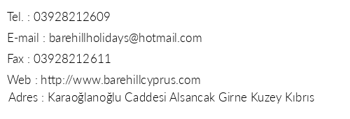 Bare Hill Holiday Village telefon numaralar, faks, e-mail, posta adresi ve iletiim bilgileri