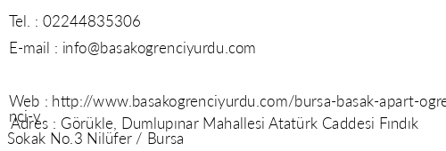 Baak Apart Bursa telefon numaralar, faks, e-mail, posta adresi ve iletiim bilgileri