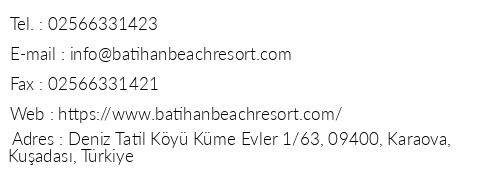 Bathan Beach Resort&Spa telefon numaralar, faks, e-mail, posta adresi ve iletiim bilgileri