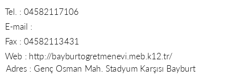 Bayburt retmenevi telefon numaralar, faks, e-mail, posta adresi ve iletiim bilgileri