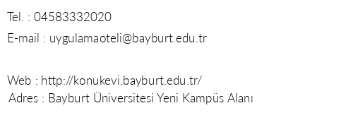 Bayburt niversitesi Konukevi telefon numaralar, faks, e-mail, posta adresi ve iletiim bilgileri