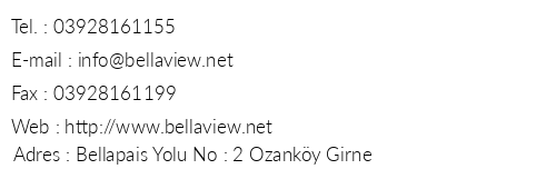 Bella View Hotel telefon numaralar, faks, e-mail, posta adresi ve iletiim bilgileri