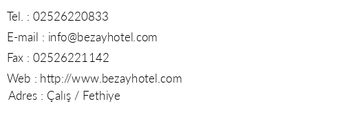 Bezay Hotel telefon numaralar, faks, e-mail, posta adresi ve iletiim bilgileri