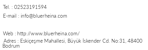 Blue Rheina Hotel telefon numaralar, faks, e-mail, posta adresi ve iletiim bilgileri