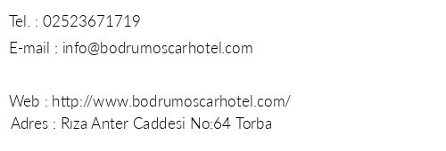 Bodrum Oscar Hotel telefon numaralar, faks, e-mail, posta adresi ve iletiim bilgileri