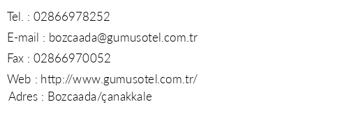 Bozcaada Gm Hotel telefon numaralar, faks, e-mail, posta adresi ve iletiim bilgileri