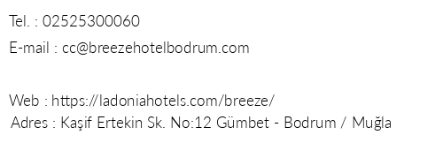 Ladonia Hotels Breeze Beach telefon numaralar, faks, e-mail, posta adresi ve iletiim bilgileri