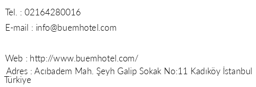 Buem Hotel Kouyolu telefon numaralar, faks, e-mail, posta adresi ve iletiim bilgileri