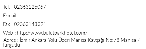 Bulut Park Hotel telefon numaralar, faks, e-mail, posta adresi ve iletiim bilgileri