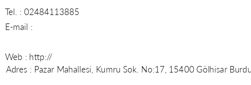 Burdur Glhisar retmenevi telefon numaralar, faks, e-mail, posta adresi ve iletiim bilgileri