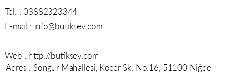 Butik Ev Nide telefon numaralar, faks, e-mail, posta adresi ve iletiim bilgileri