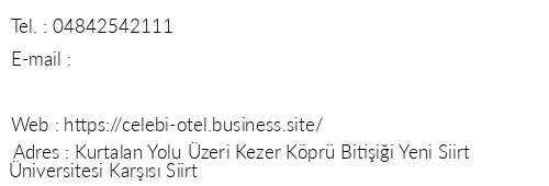 elebi Otel Siirt telefon numaralar, faks, e-mail, posta adresi ve iletiim bilgileri