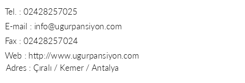 ral Uur Pansiyon telefon numaralar, faks, e-mail, posta adresi ve iletiim bilgileri