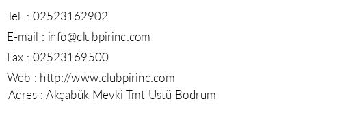 Club Pirin telefon numaralar, faks, e-mail, posta adresi ve iletiim bilgileri
