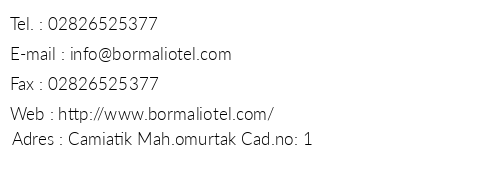 orlu Bormal Otel telefon numaralar, faks, e-mail, posta adresi ve iletiim bilgileri