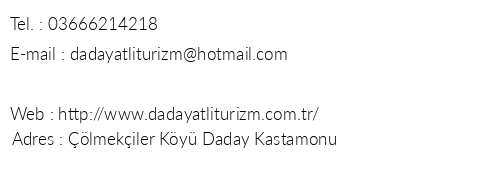 Daday Bar Atl Turizm telefon numaralar, faks, e-mail, posta adresi ve iletiim bilgileri